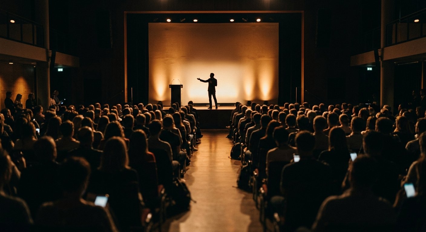 Professor Belton on stage